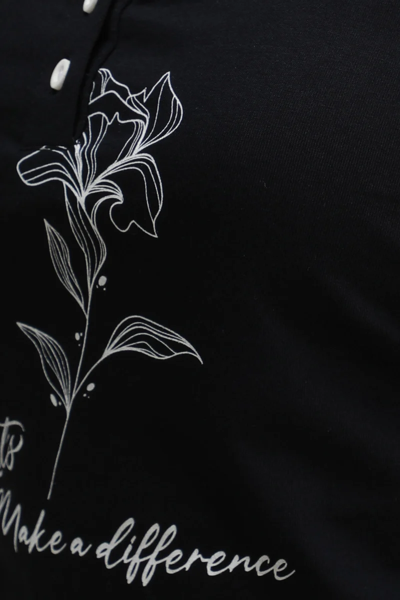 Minar|100% Cotton Graphic Top With Drawstrings