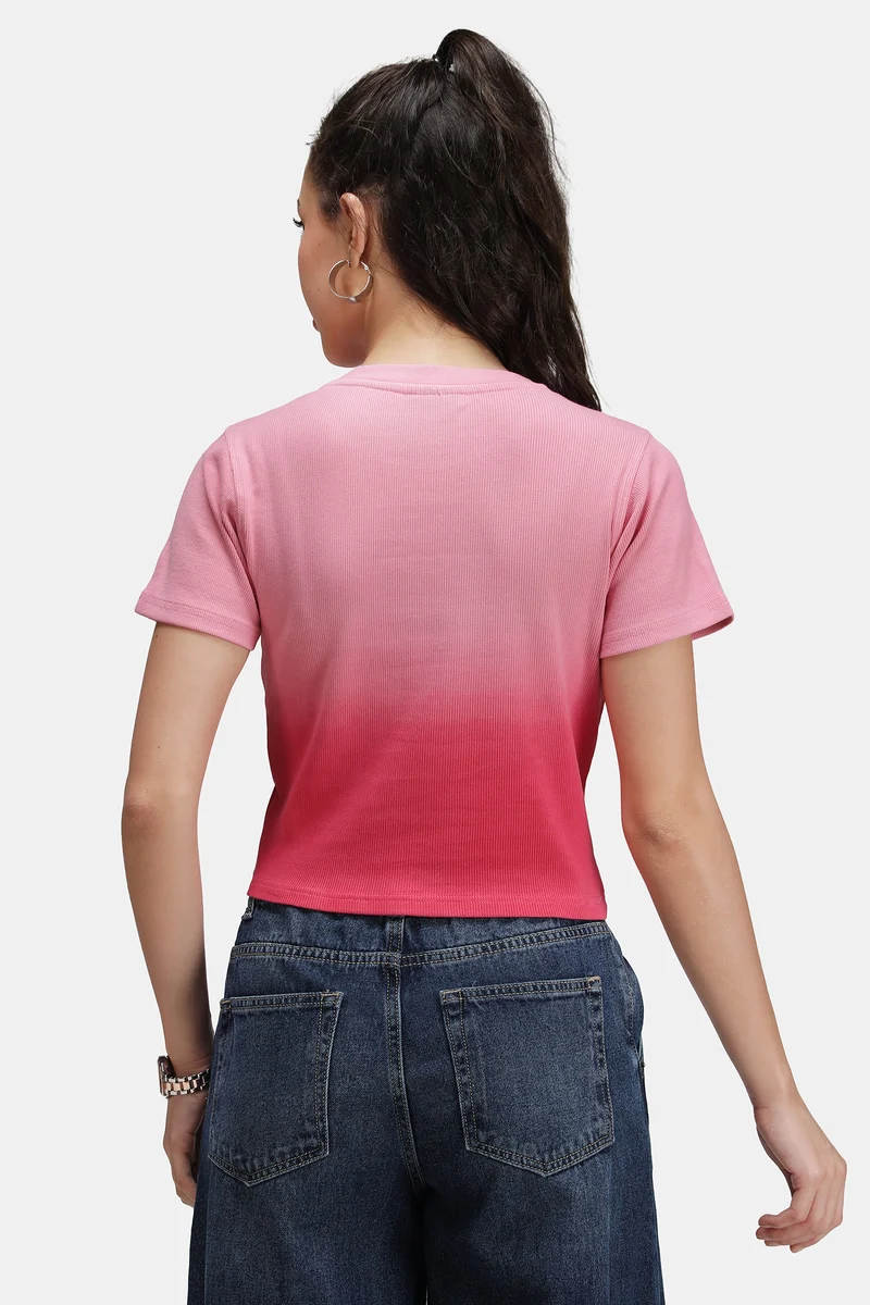 Mavi|Cotton Pink Ombre Dip Dye Rib Top
