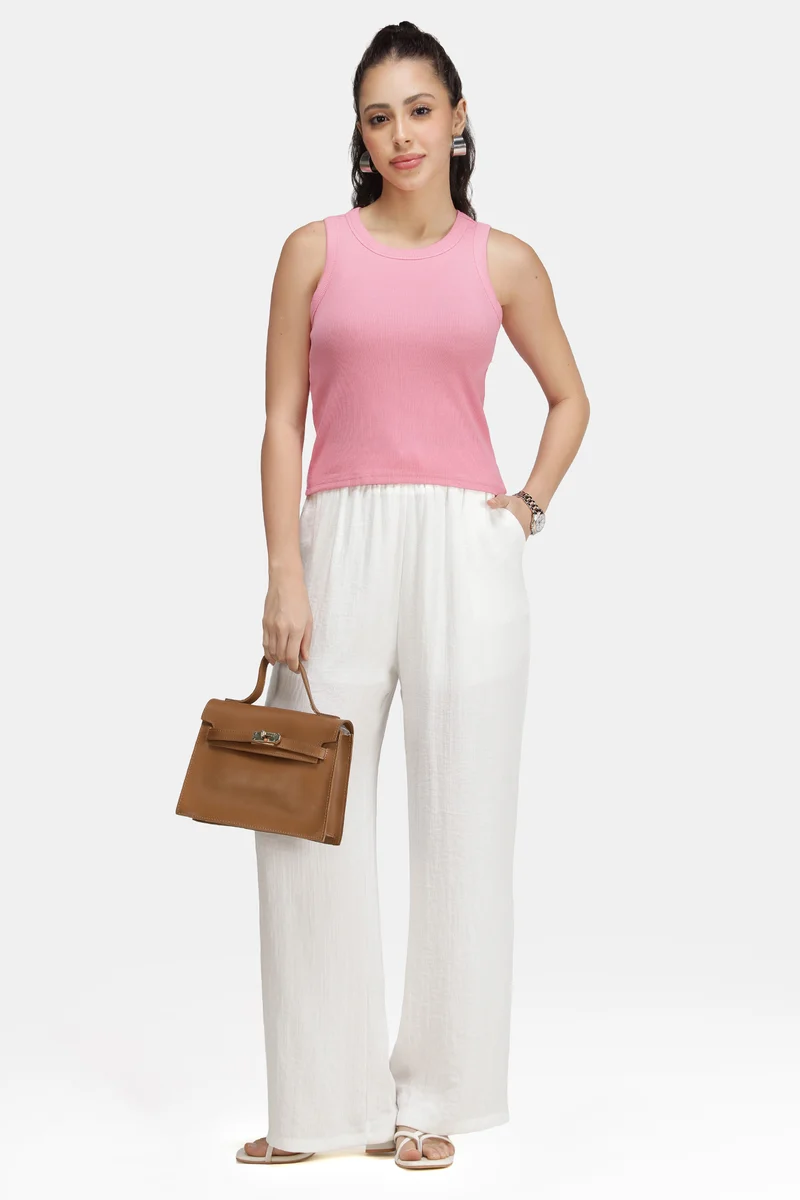 Zema|Cotton Pink Ribbed Tank Top