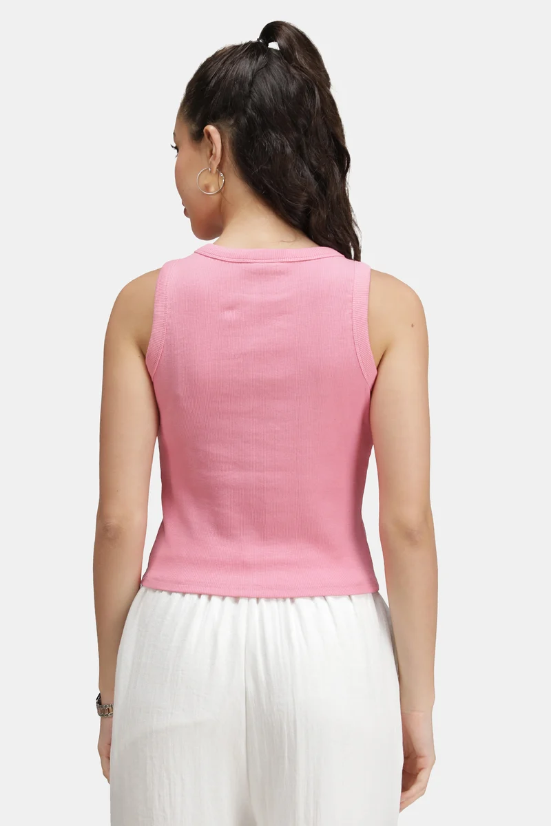 Zema|Cotton Pink Ribbed Tank Top