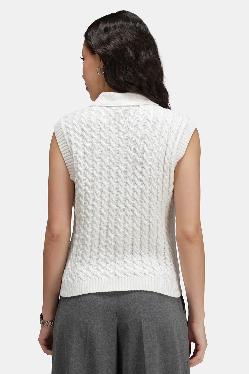 Kairo|100% Cotton Cable-Knit Polo Sweater Vest