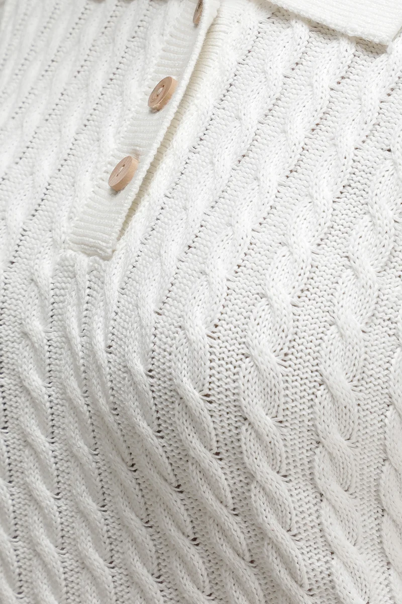 Kairo|100% Cotton Cable-Knit Polo Sweater Vest