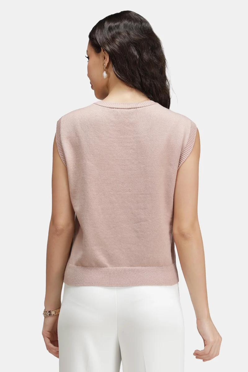 Ellis|Viscose Cable Knit Sleeveless Cardigan