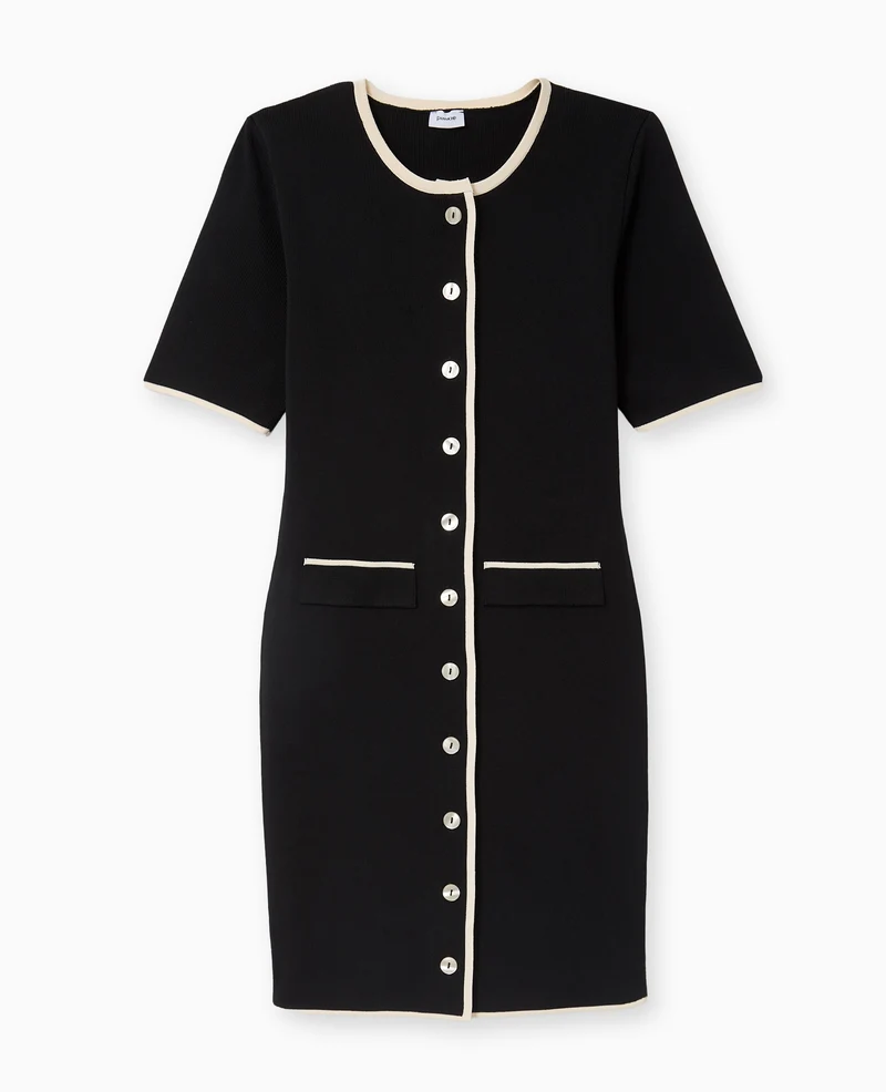 Robe courte boutonnée en maille