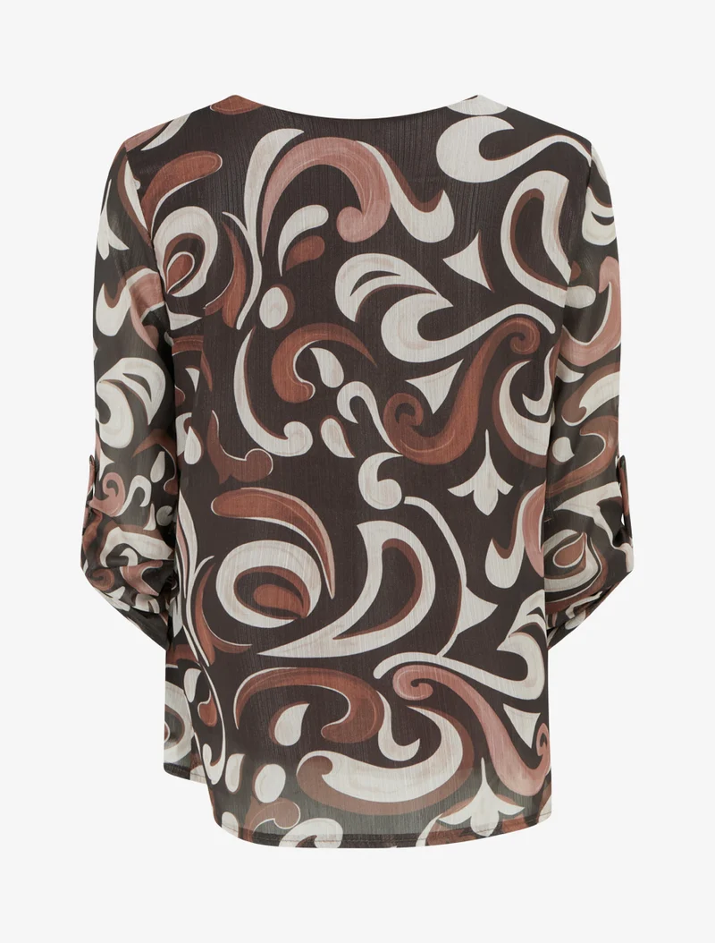 Top droit irisé à imprimé arabesque - Marron