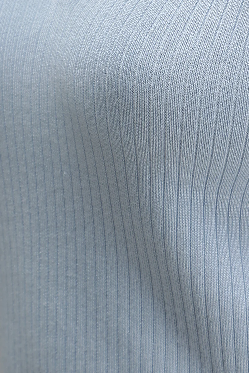 Damon|Viscose Ribbed Knit Crop Polo Vest