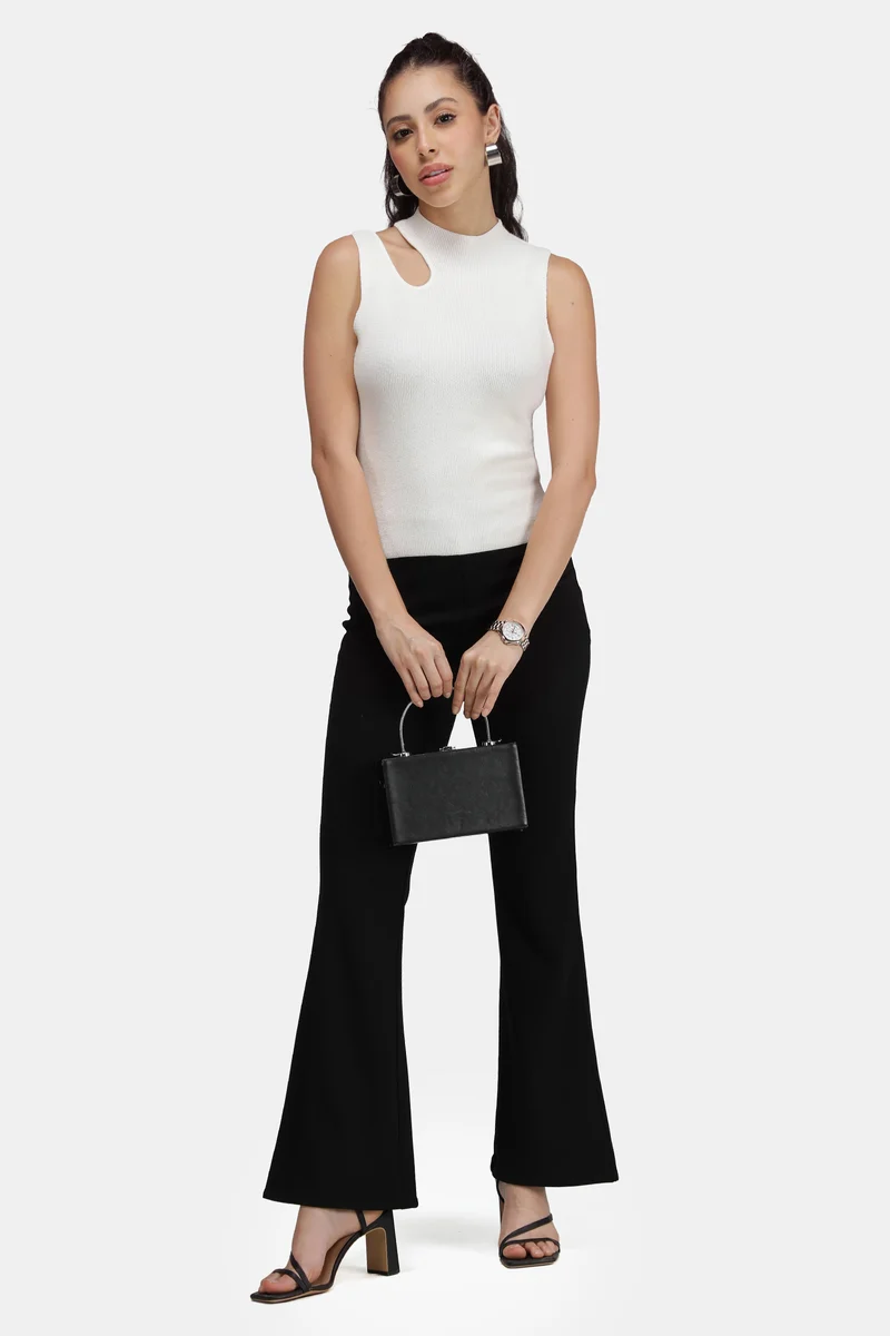 Alwin|Viscose Asymmetric Cut-Out Flat Knit Tank