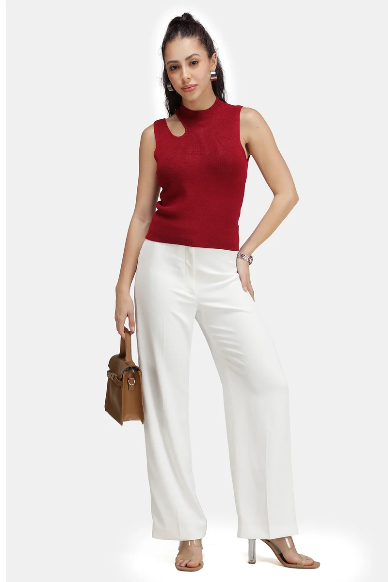 Bodhi|Viscose Asymmetric Cut-Out Flat Knit Tank