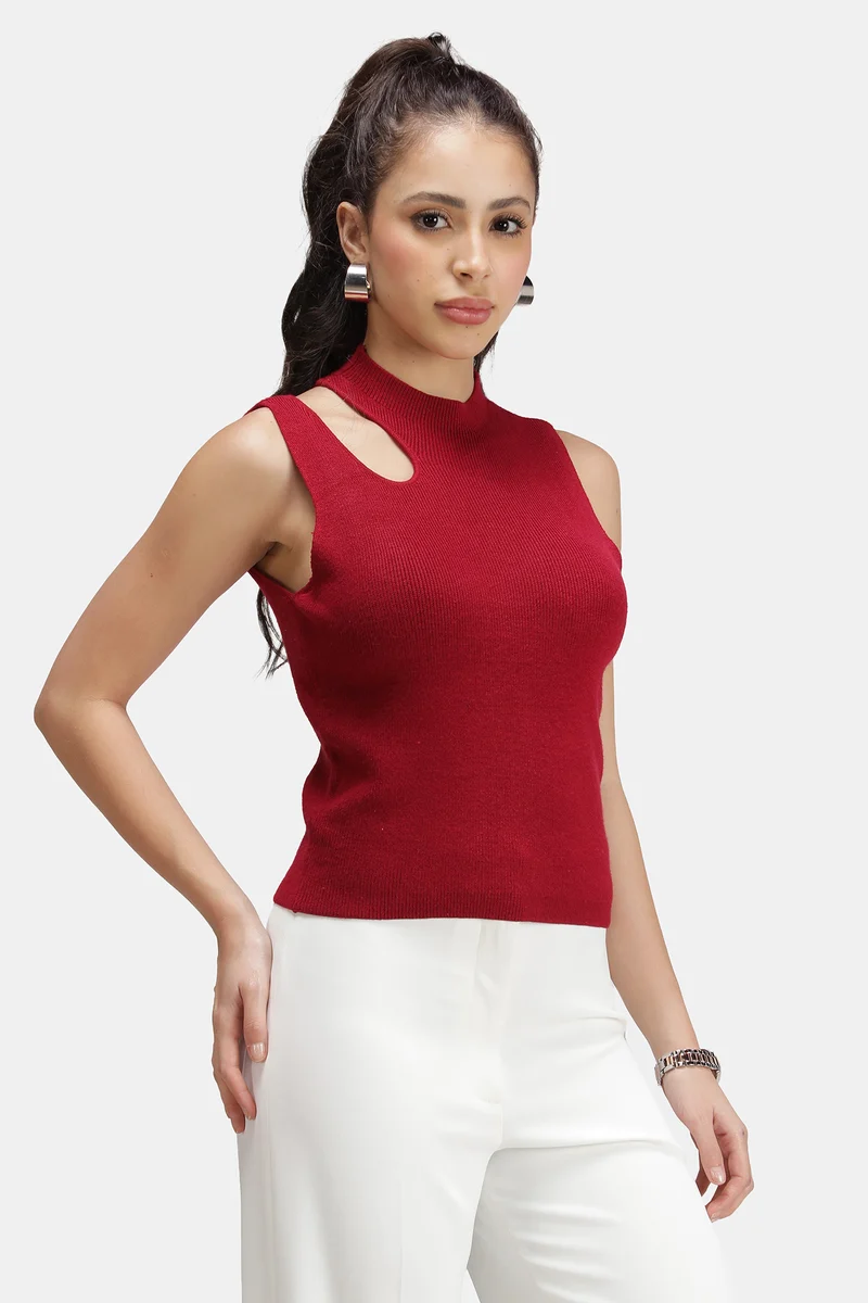 Bodhi|Viscose Asymmetric Cut-Out Flat Knit Tank