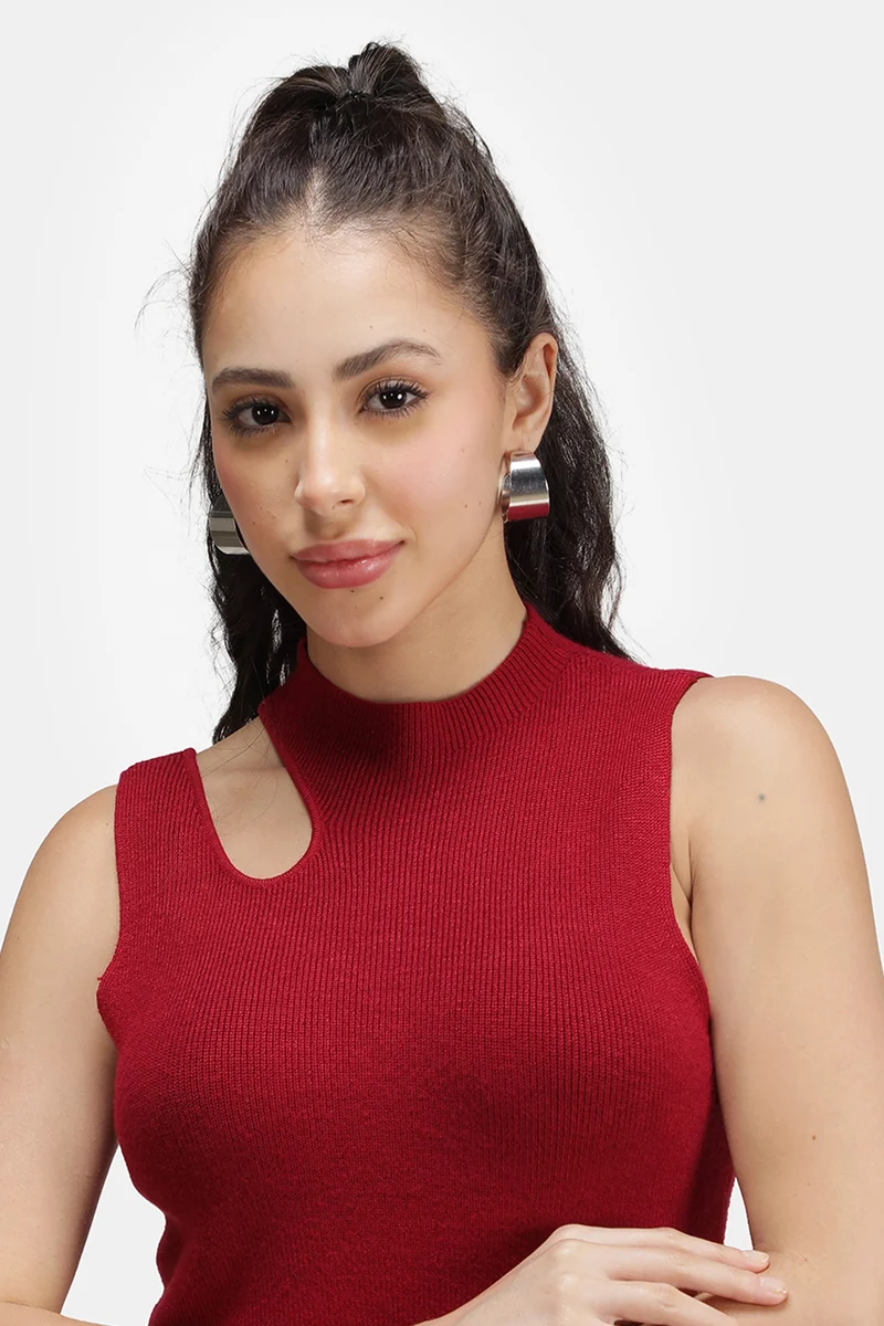 Bodhi|Viscose Asymmetric Cut-Out Flat Knit Tank