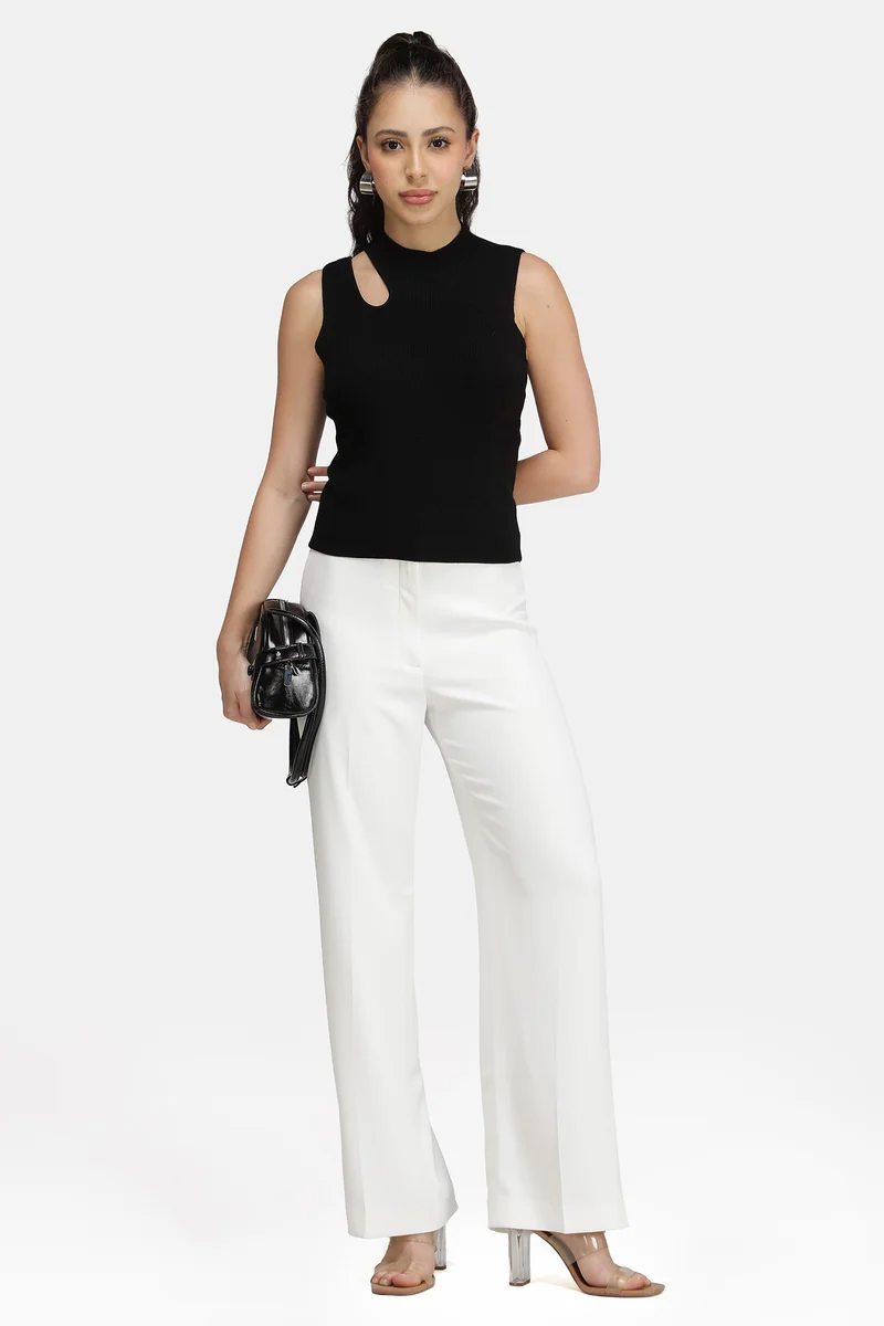 Tobin|Viscose Asymmetric Cut-Out Flat Knit Tank