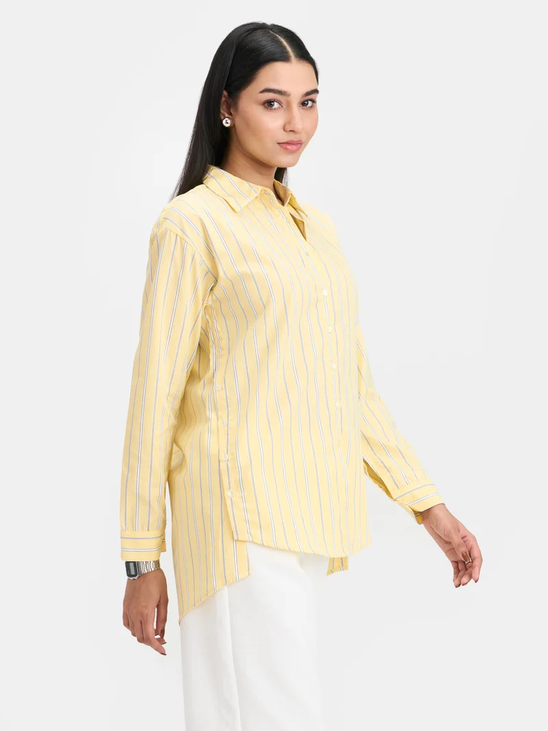 Elan|100% Cotton Stripe Button Down Shirt