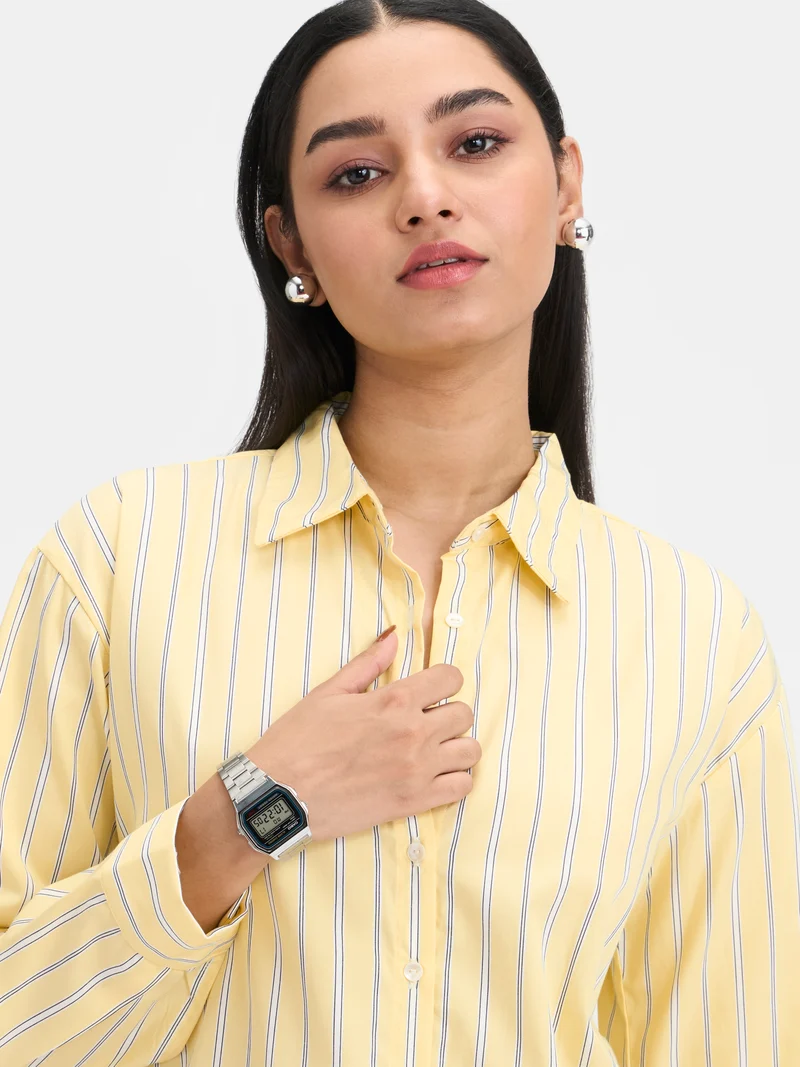 Elan|100% Cotton Stripe Button Down Shirt