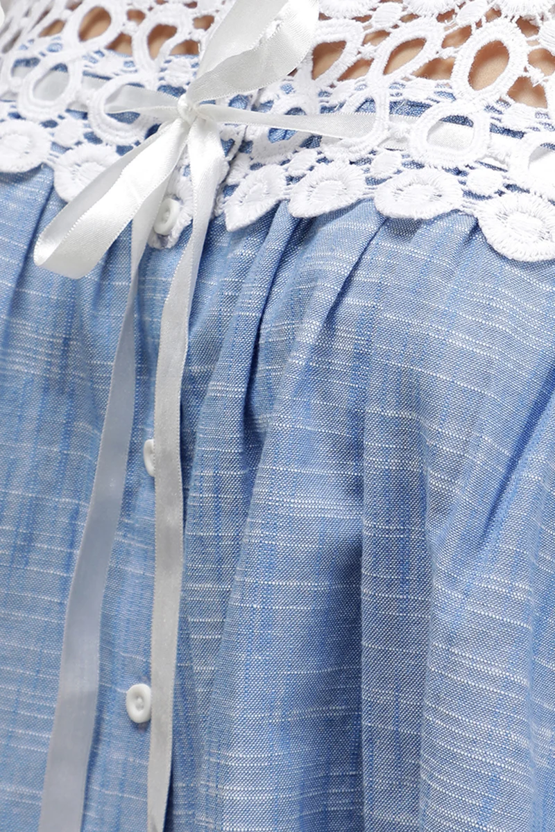 Imani|100% Cotton Lace Neck Baby Doll Top