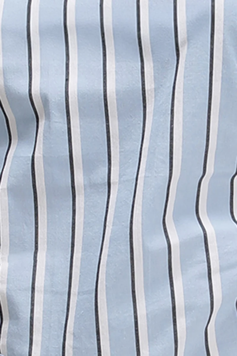 Roux|100% Cotton Stripe High Neck Asymmetric Top