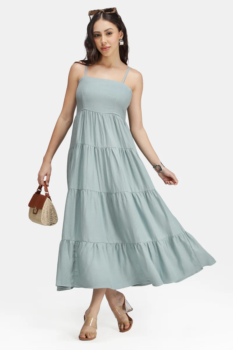 Grecia|Linen Strappy Maxi Sleeveless Dress