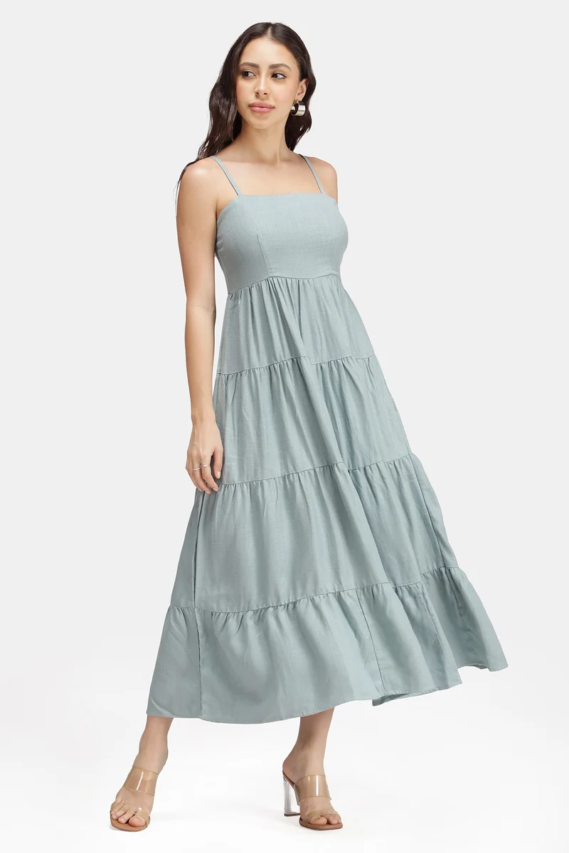 Grecia|Linen Strappy Maxi Sleeveless Dress