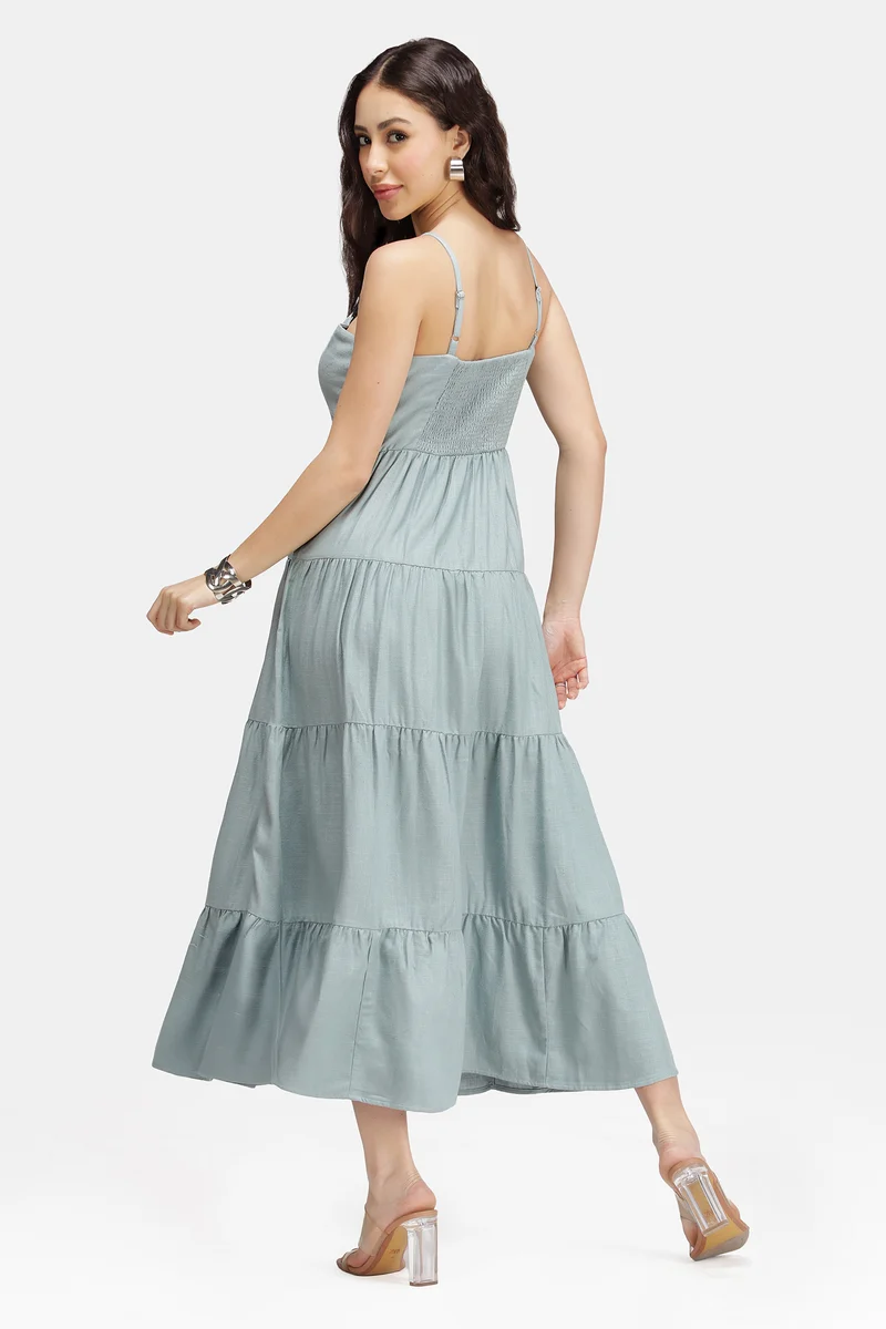 Grecia|Linen Strappy Maxi Sleeveless Dress