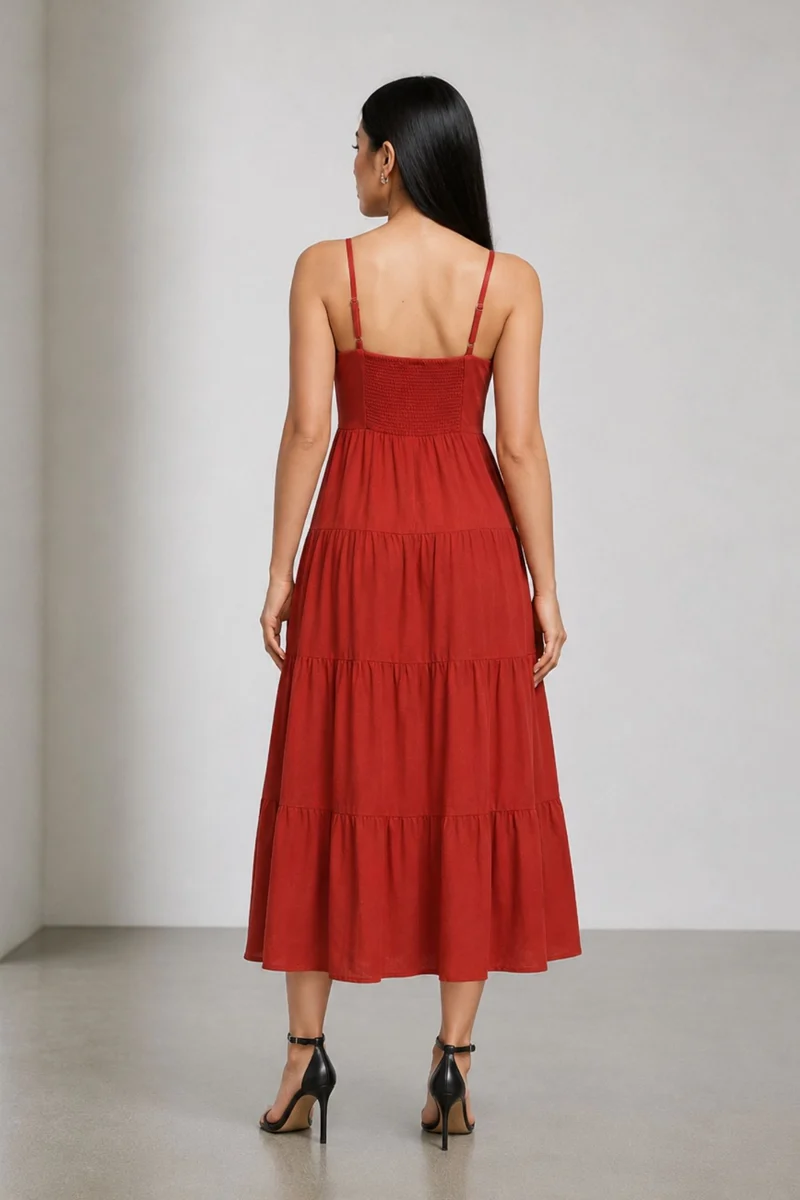 Marcia|Linen Strappy Maxi Sleeveless Dress