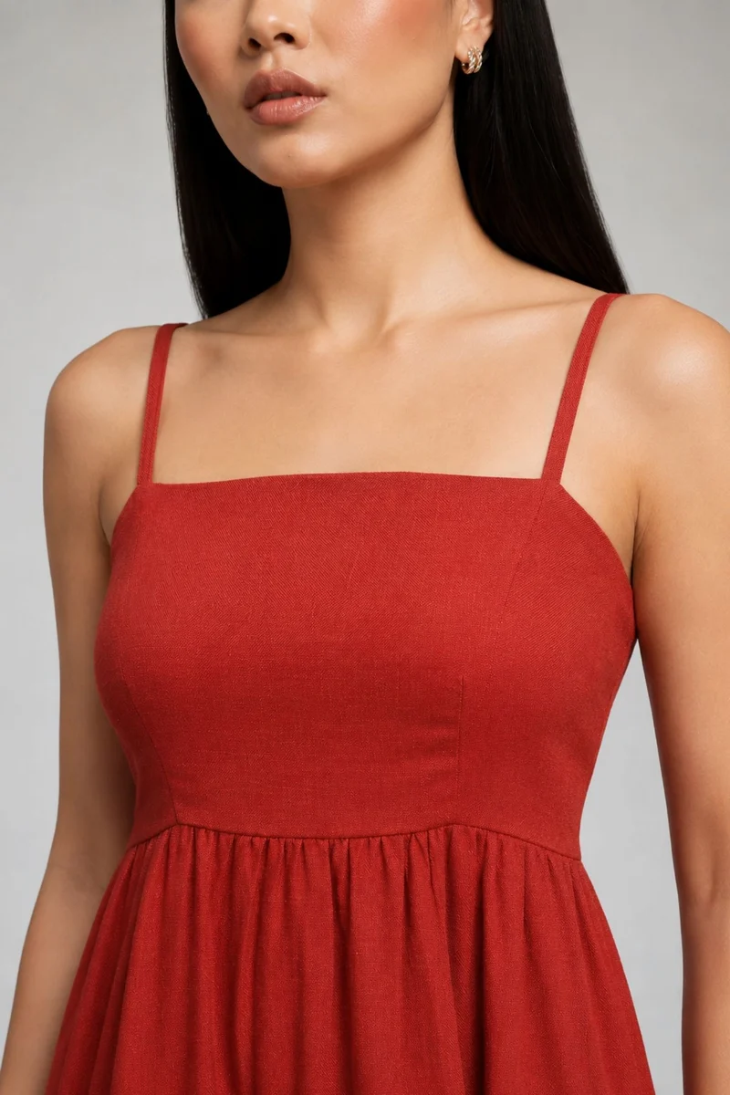 Marcia|Linen Strappy Maxi Sleeveless Dress