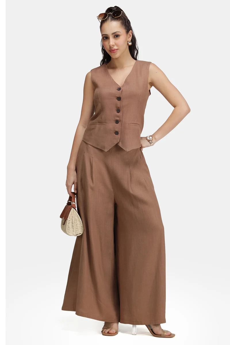 Tilda|Linen Asymmetric V-Neck Vest