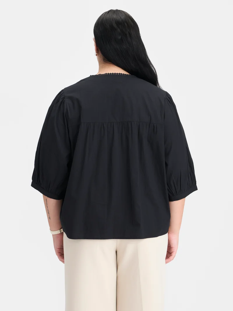 Roxana|100% Cotton Diagonal Tuck Detail Top