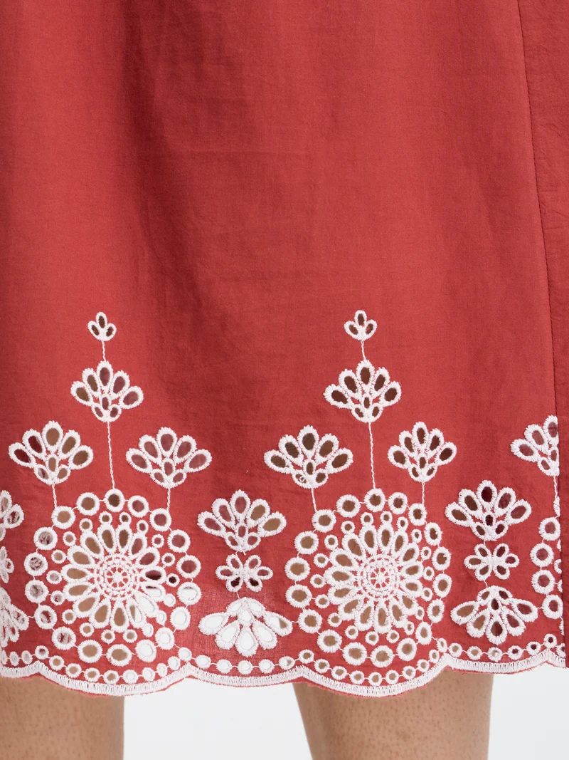 Laleh|100% Cotton Embroidered One-Shoulder Dress
