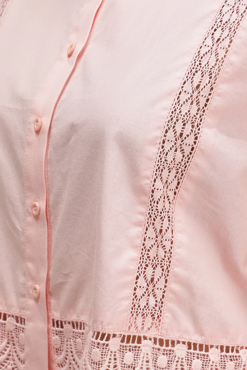 Mazra|100% Cotton Lace Crop Shirt