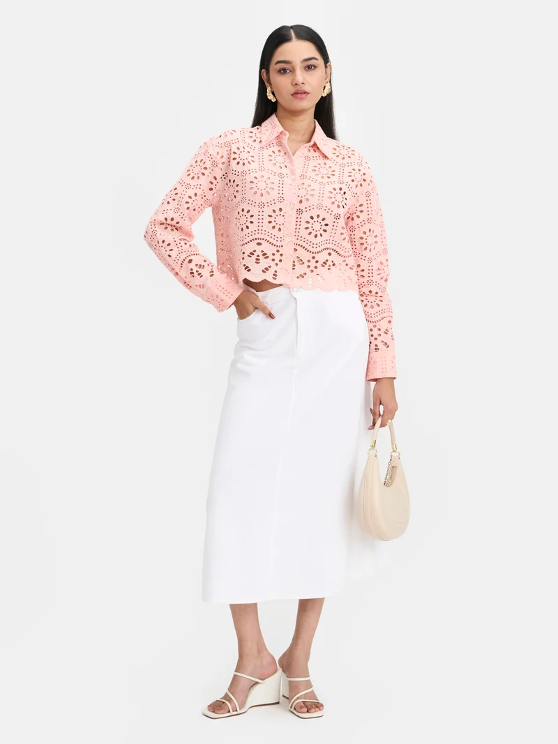 Siria|100% Cotton Schiffli Boxy Shirt