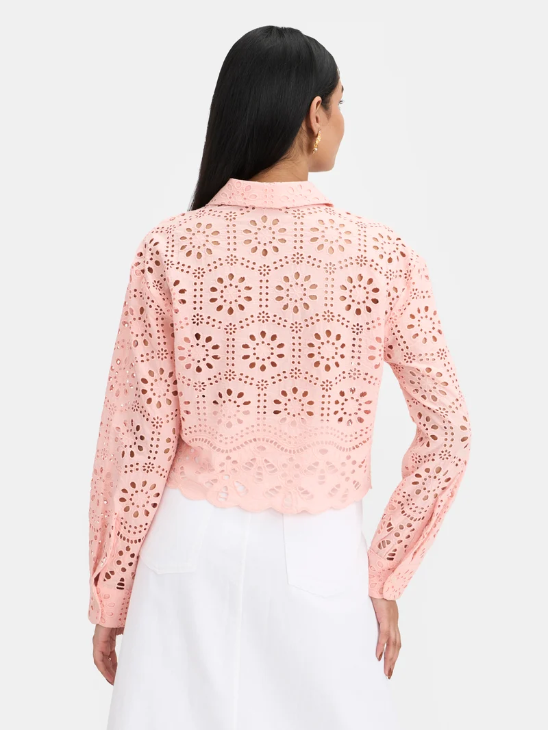 Siria|100% Cotton Schiffli Boxy Shirt