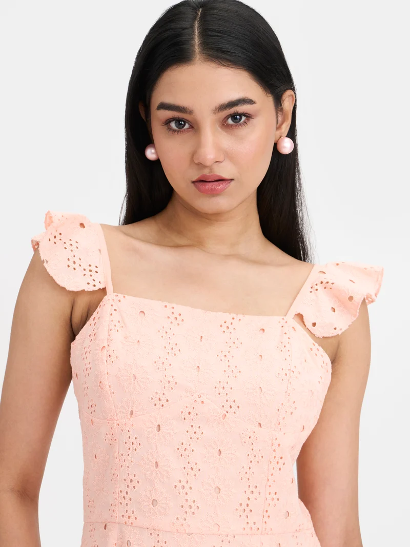 Delia|100% Cotton Schiffli Mini Dress