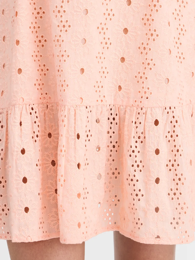 Delia|100% Cotton Schiffli Mini Dress