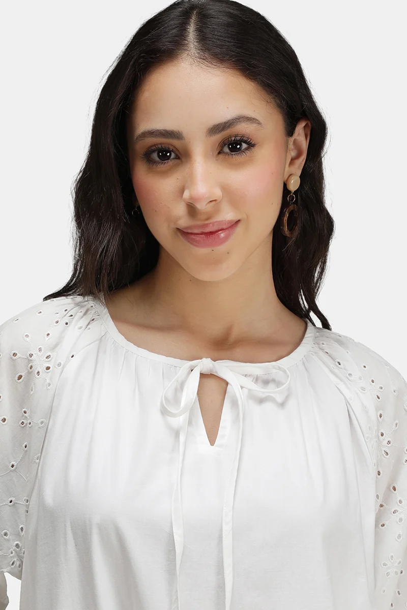 Elyra|100% Cotton Schiffli Lace Shirt Dress
