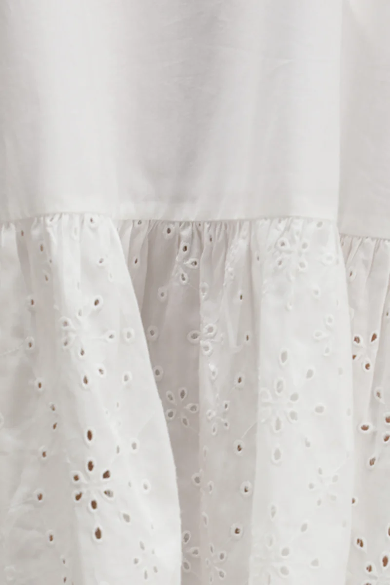 Elyra|100% Cotton Schiffli Lace Shirt Dress
