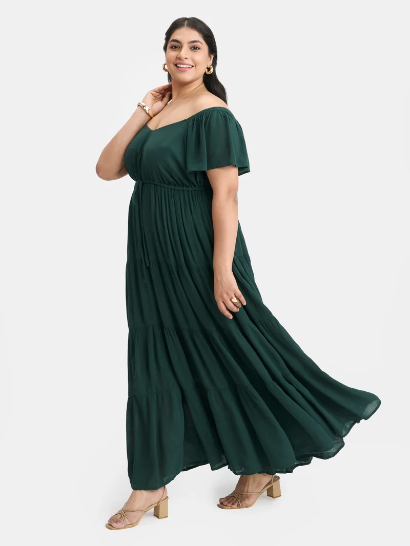 Amaris|100% Viscose Tiered Maxi Dress