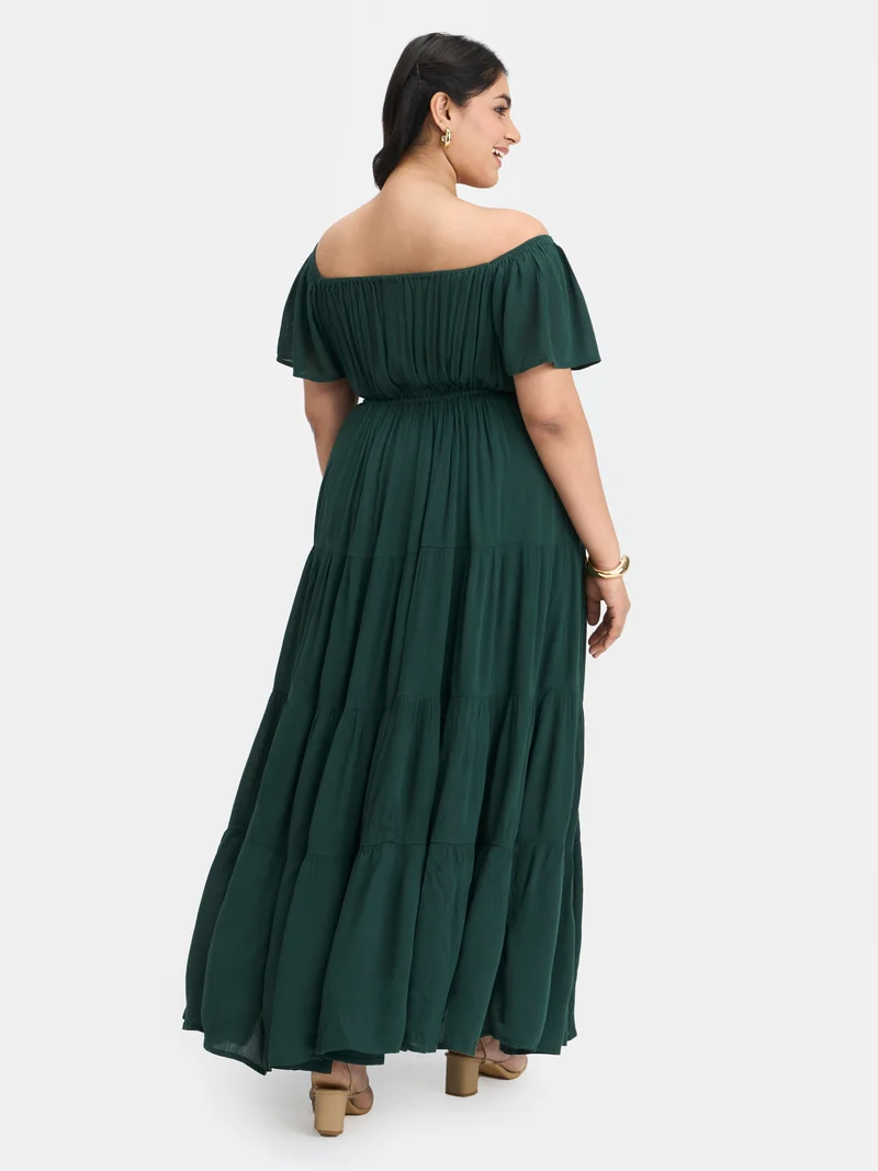 Amaris|100% Viscose Tiered Maxi Dress