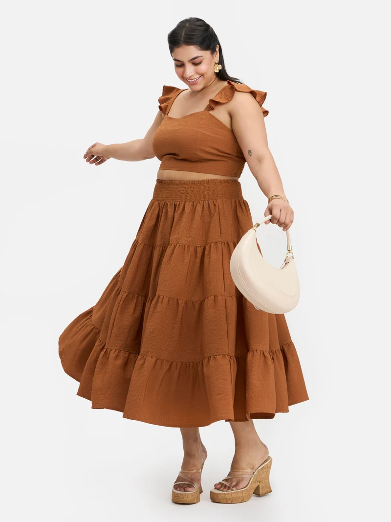Miraki Top|Bubble Crepe Ruffle Strap Top