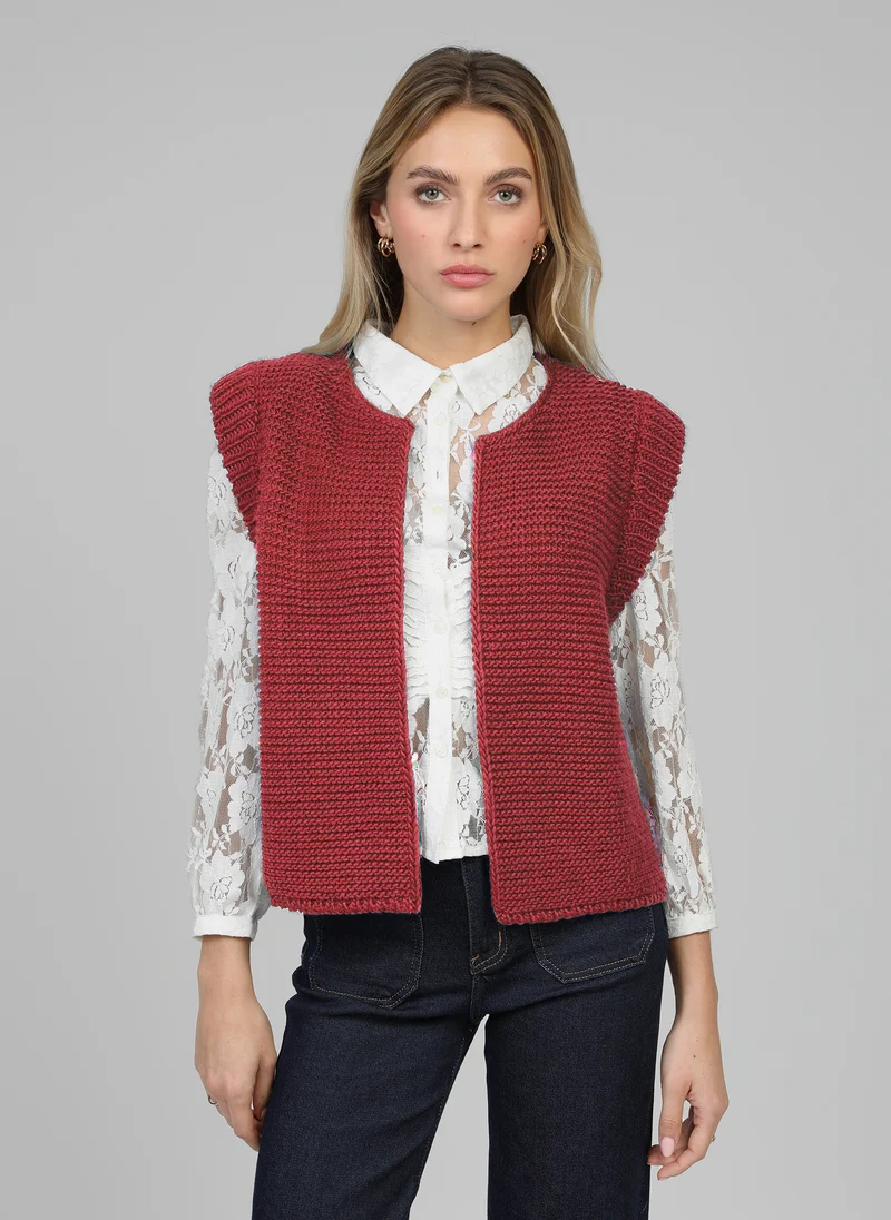 CARDIGAN SANS MANCHE LEGRINGOU A rouge