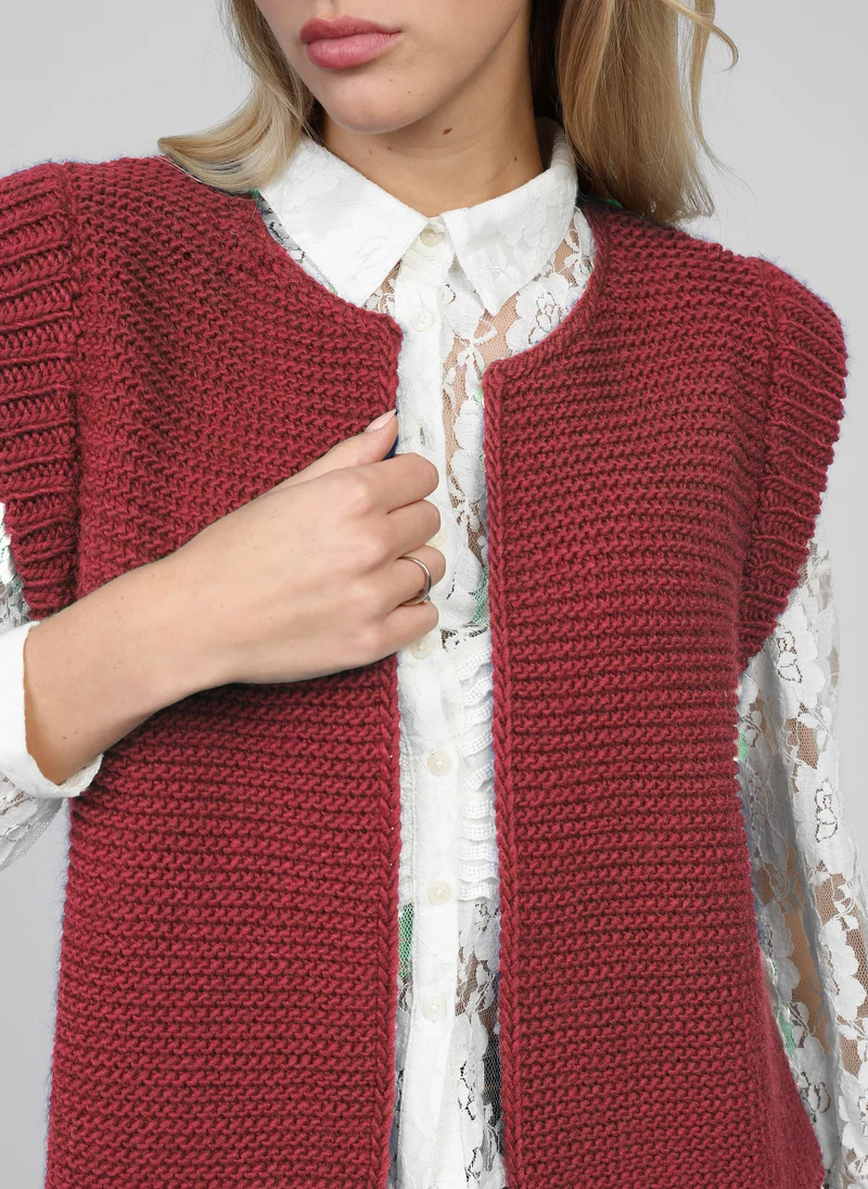CARDIGAN SANS MANCHE LEGRINGOU A rouge