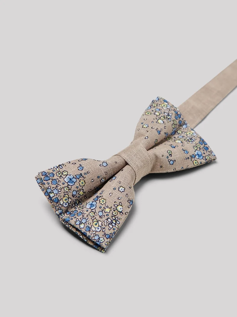 Noeud papillon en lin fleuri