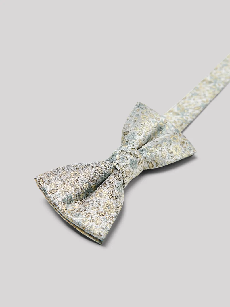 Noeud papillon en soie mélangée fleuri