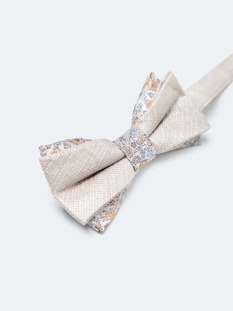 Noeud papillon en soie mélangée fleuri