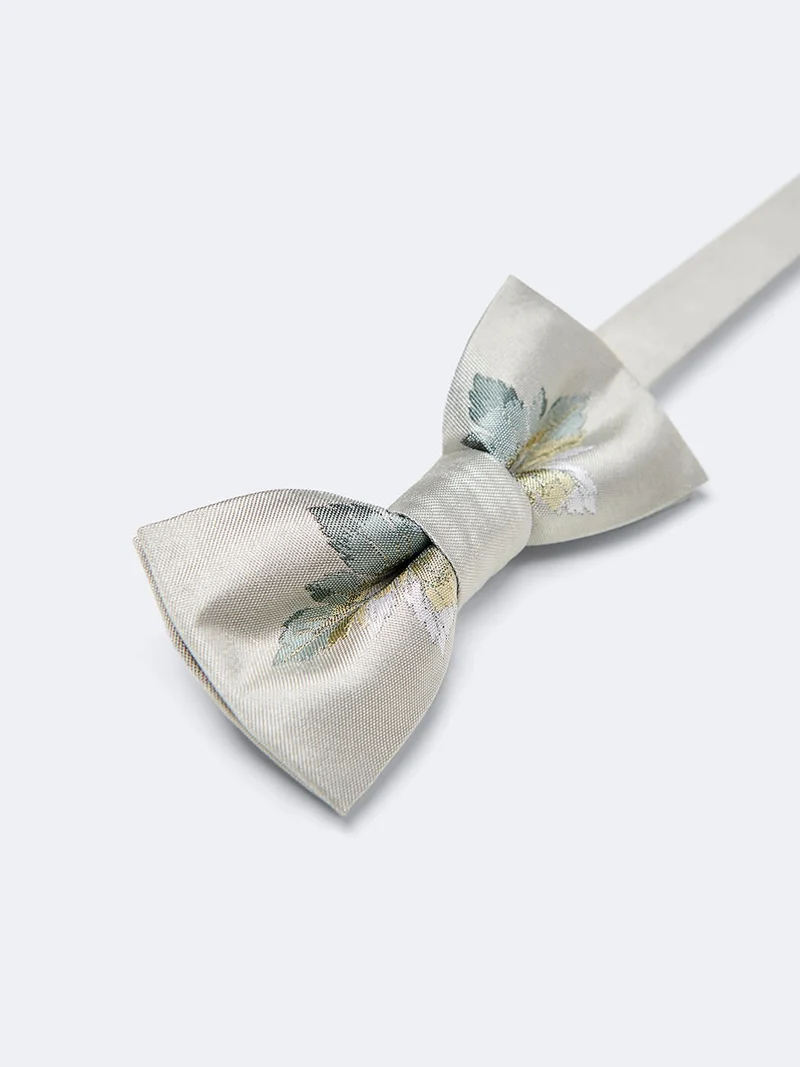 Noeud papillon en soie mélangée fleuri