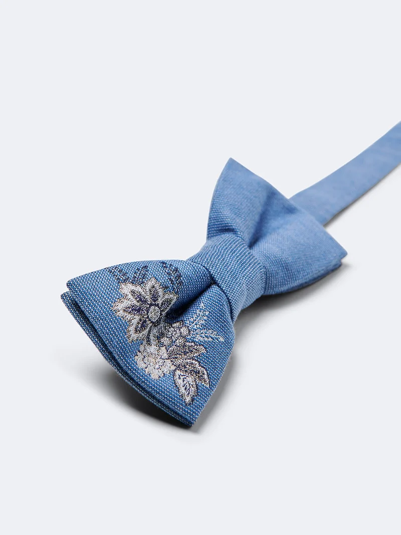 Noeud papillon en soie mélangée fleuri