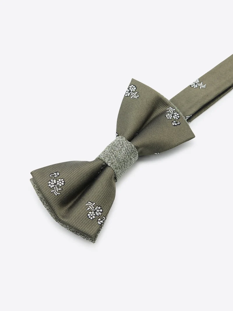 Nœud papillon fleuri en soie mélangée