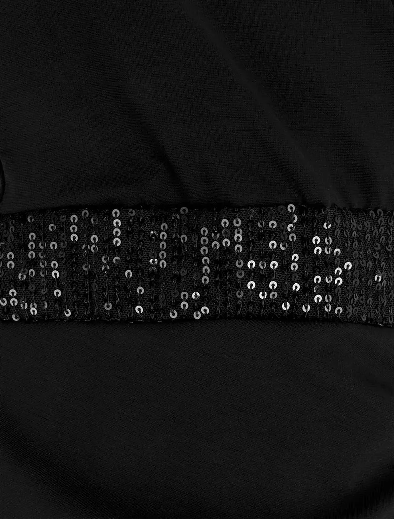 Robe portefeuille sans manches à sequins - Noir