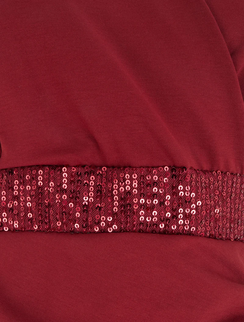 Robe portefeuille sans manches à sequins - Bordeaux