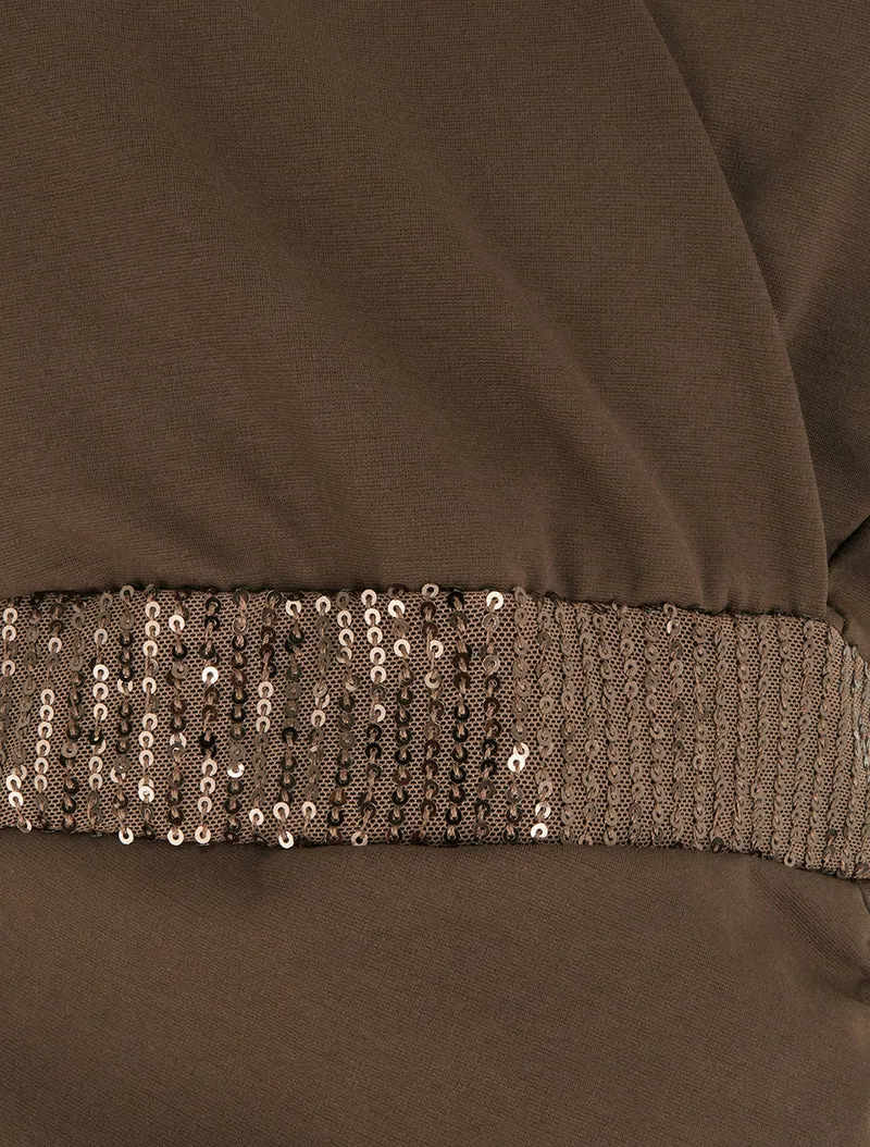 Robe portefeuille sans manches à sequins - Marron