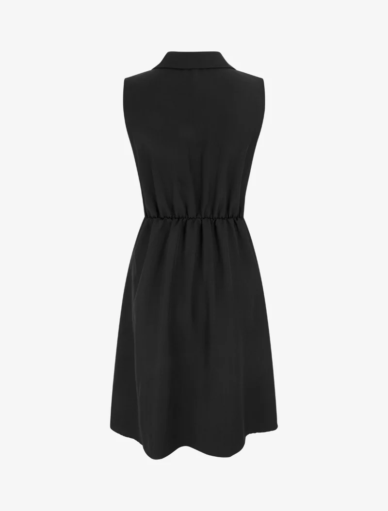 Robe patineuse sans manches à ceinture bijou - Noir