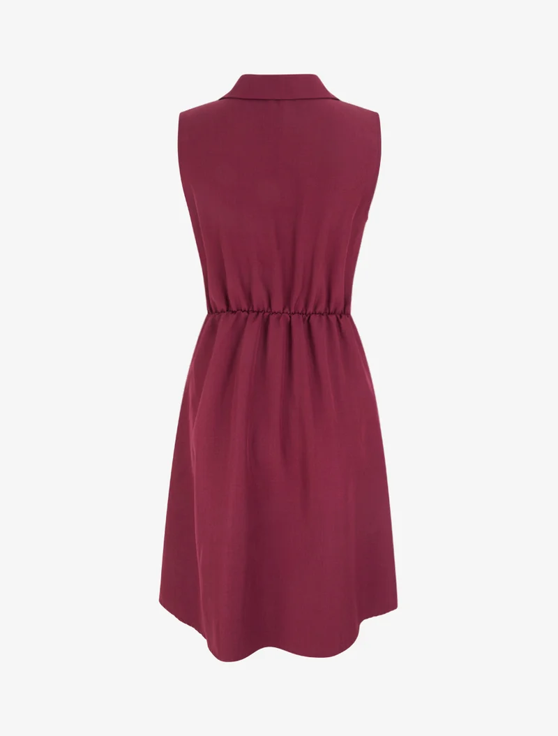 Robe patineuse sans manches à ceinture bijou - Lie de vin